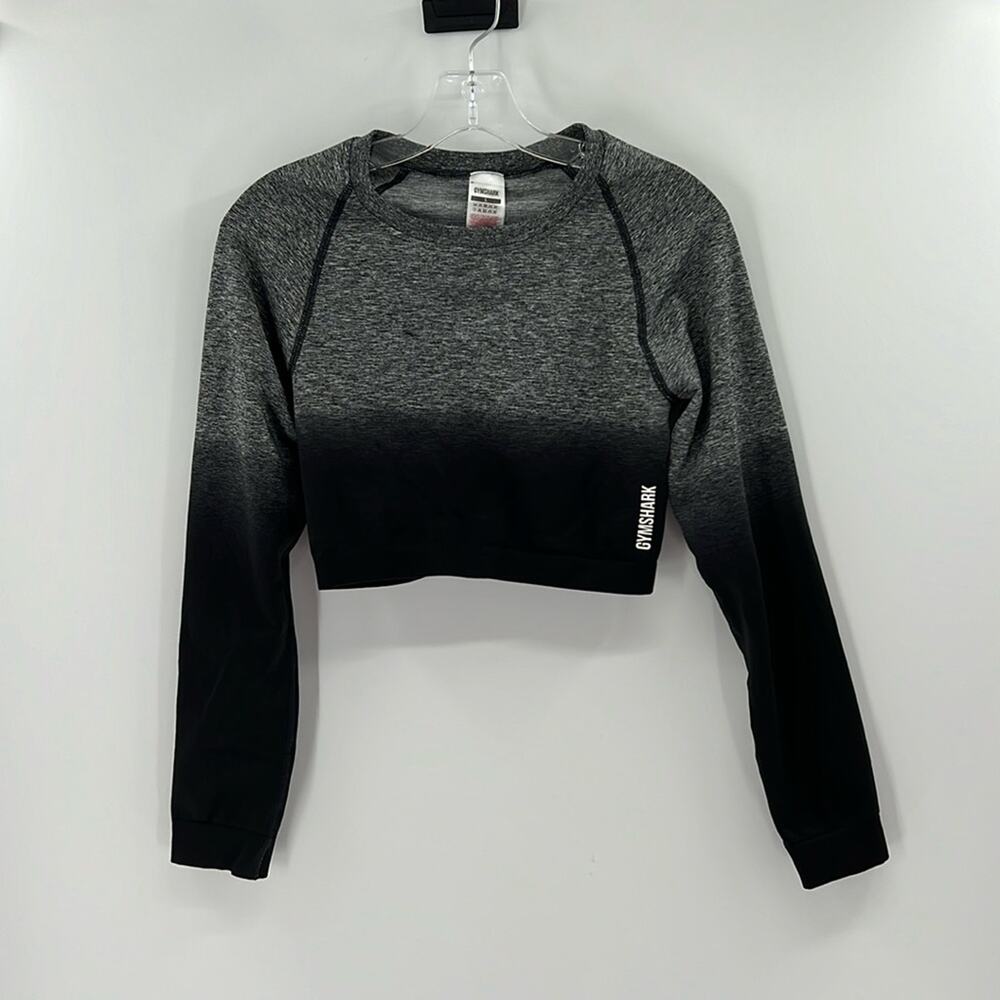 Gymshark Women's Adapt Seamless Ombre Long Sleeve Crop Top - Black/Gray - Large
